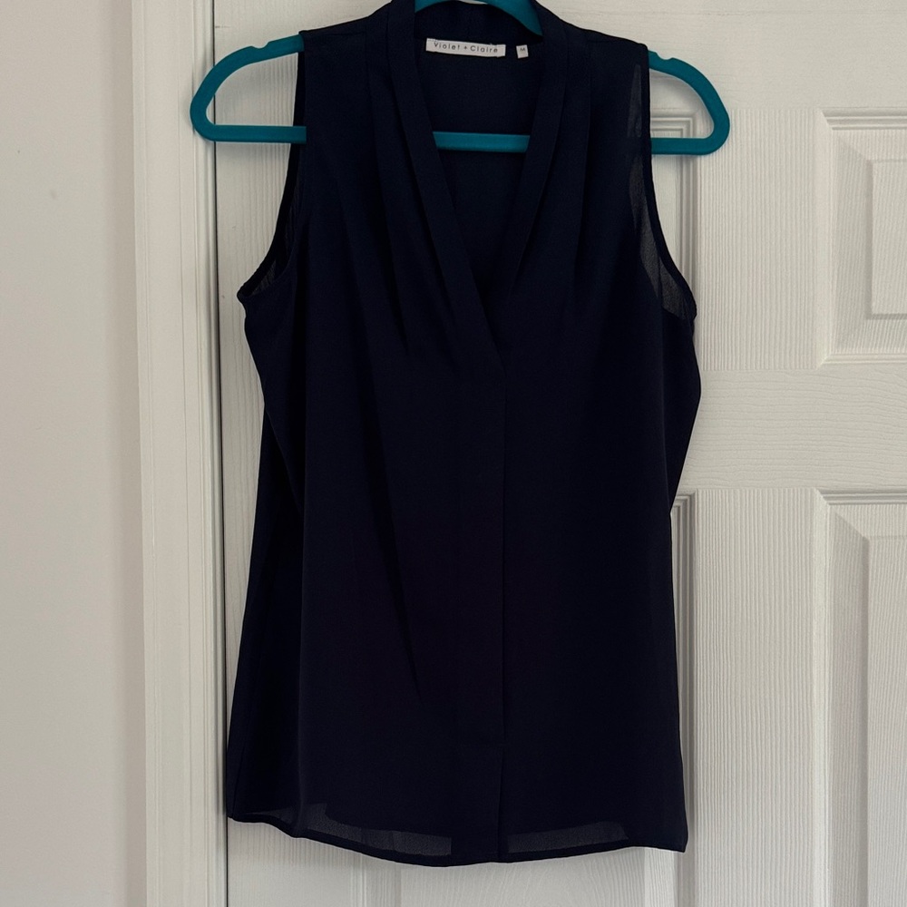 Violet & Claire Navy Sleeveless Blouse